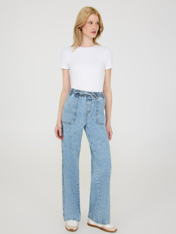 Drawstring Wide-Leg Jeans