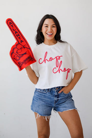 White Chop Chop Cropped Tee