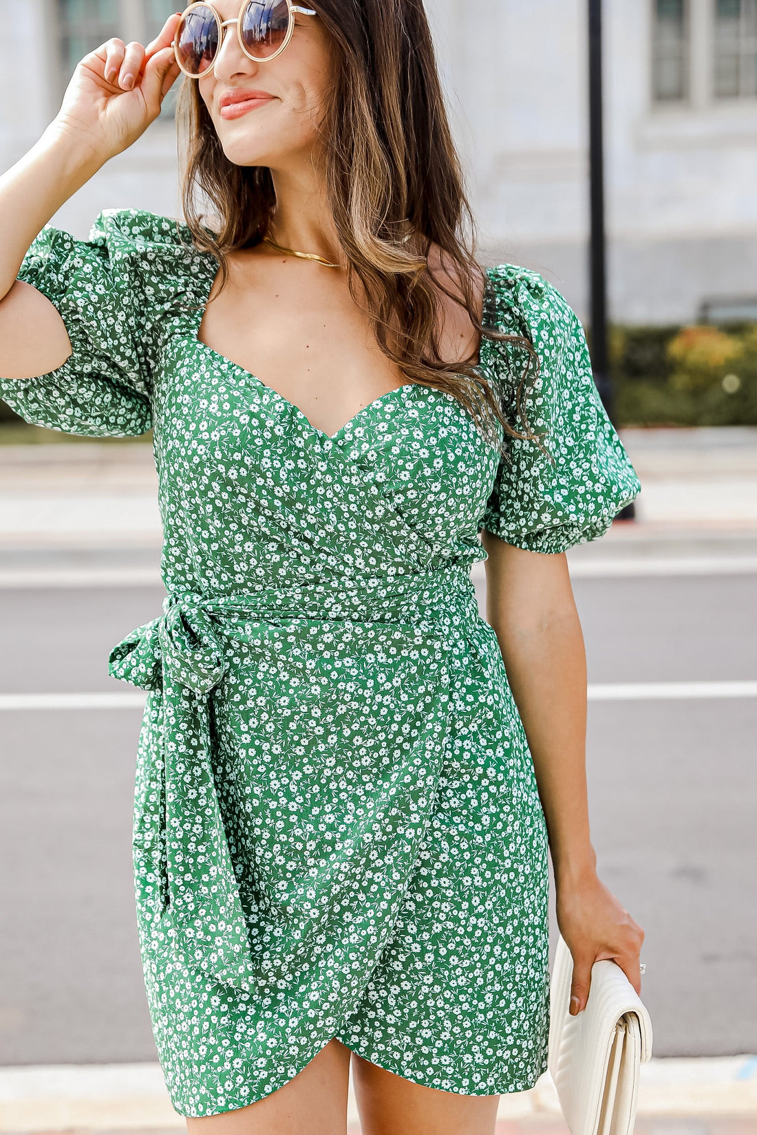 Always Growing Floral Wrap Mini Dress