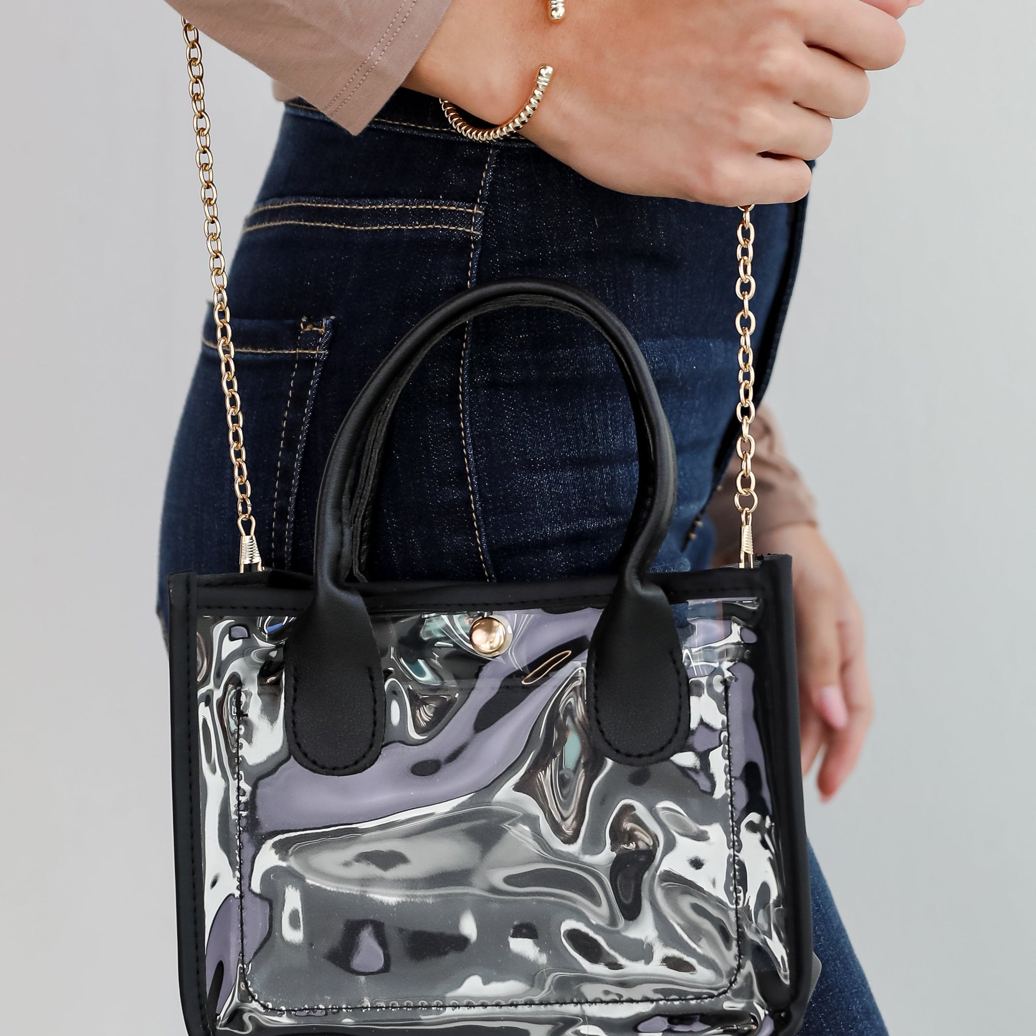 Head To The Stadium Black Clear Crossbody Bag