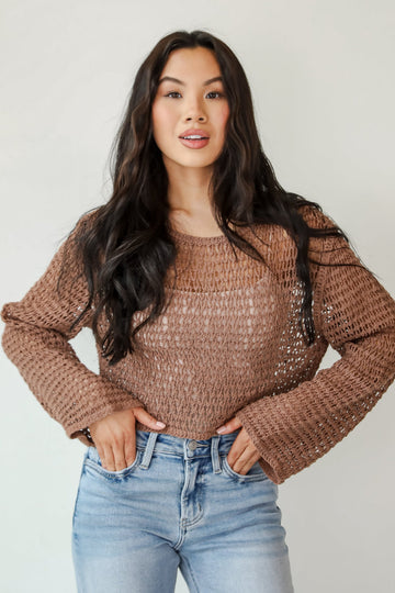 Always All Mine Brown Crochet Top