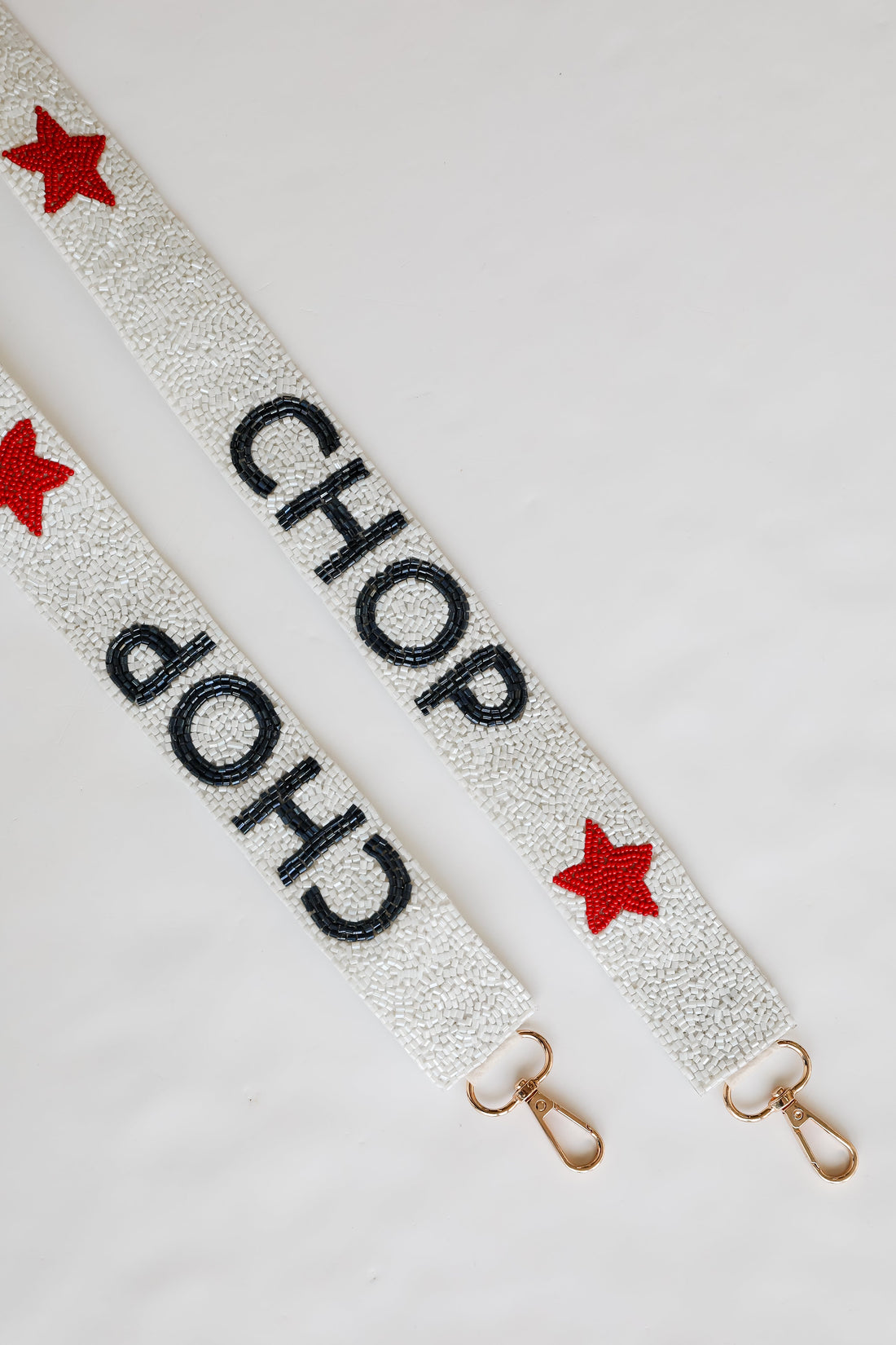 White Chop Chop Beaded Purse Strap