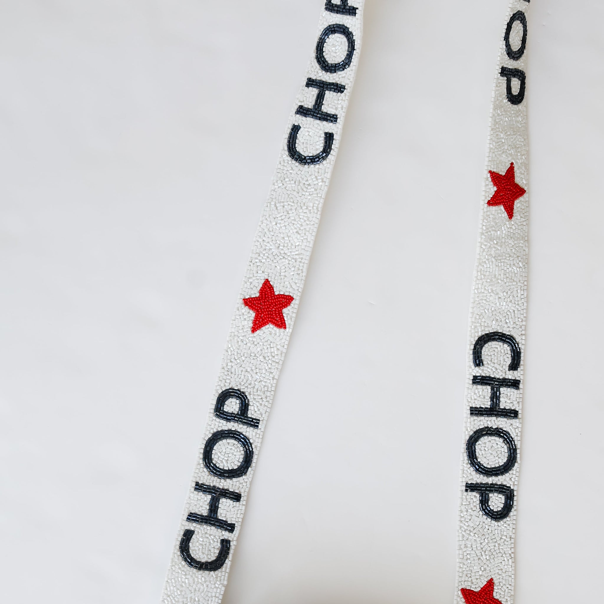 White Chop Chop Beaded Purse Strap