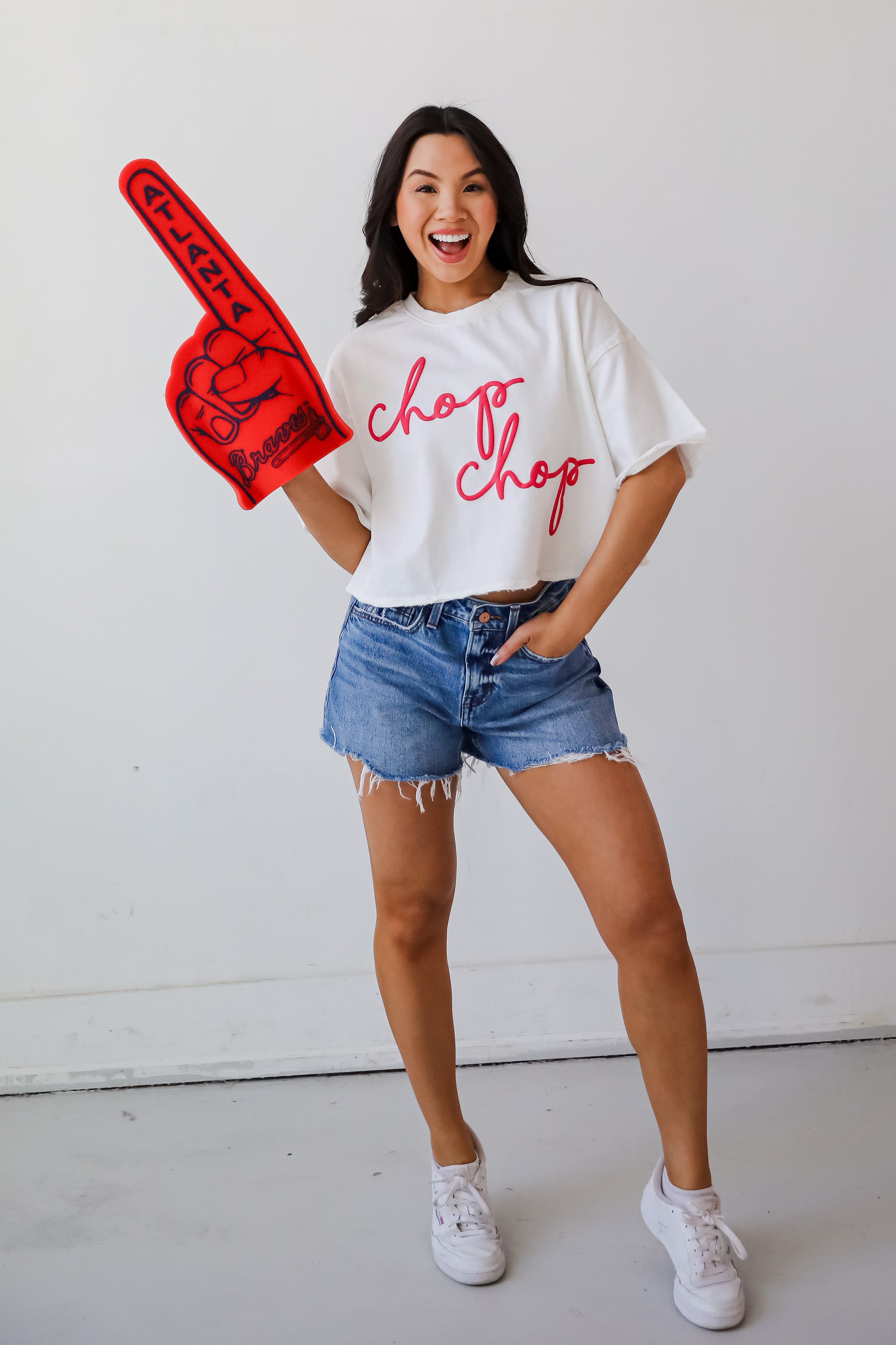 White Chop Chop Cropped Tee