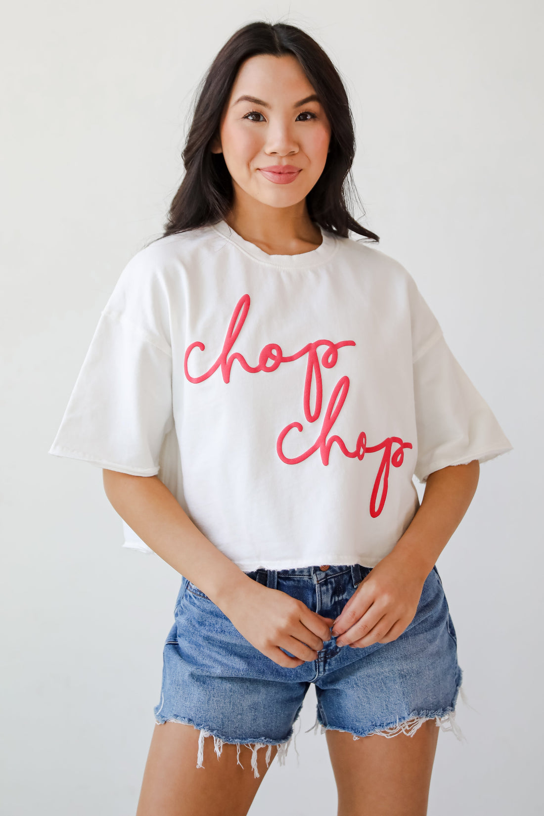 White Chop Chop Cropped Tee