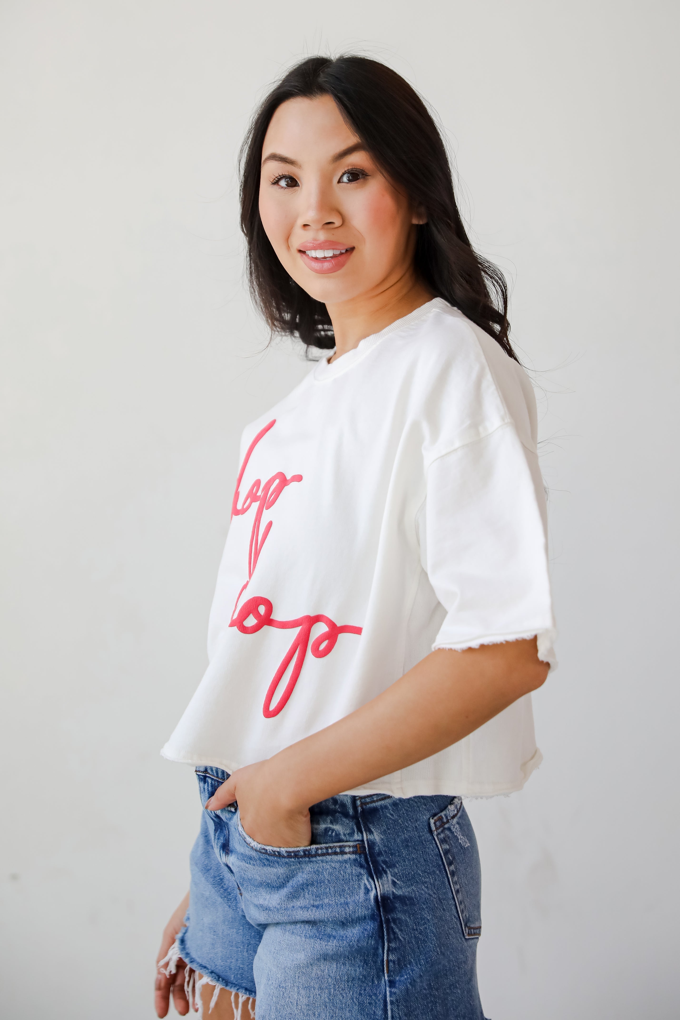 White Chop Chop Cropped Tee