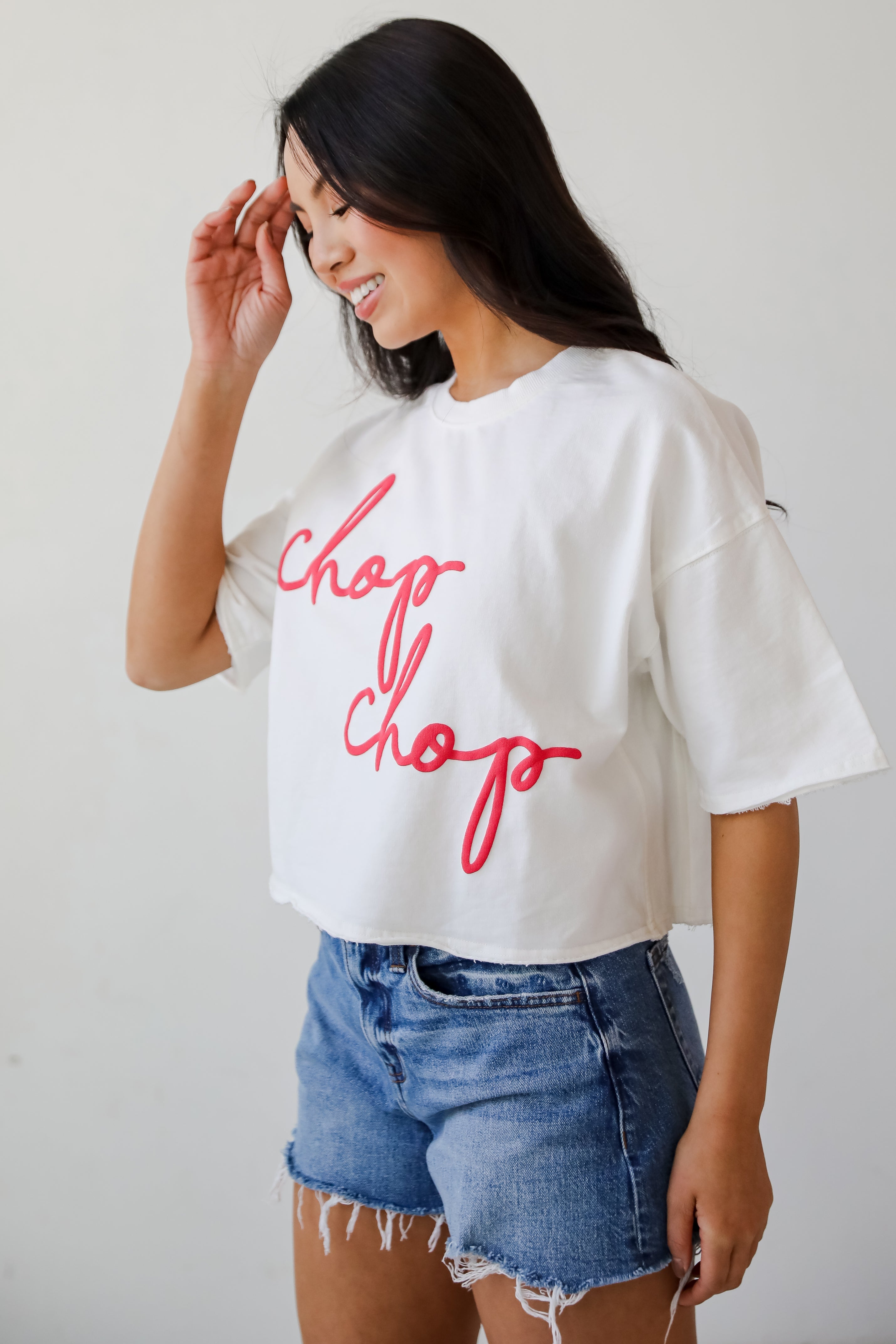 White Chop Chop Cropped Tee