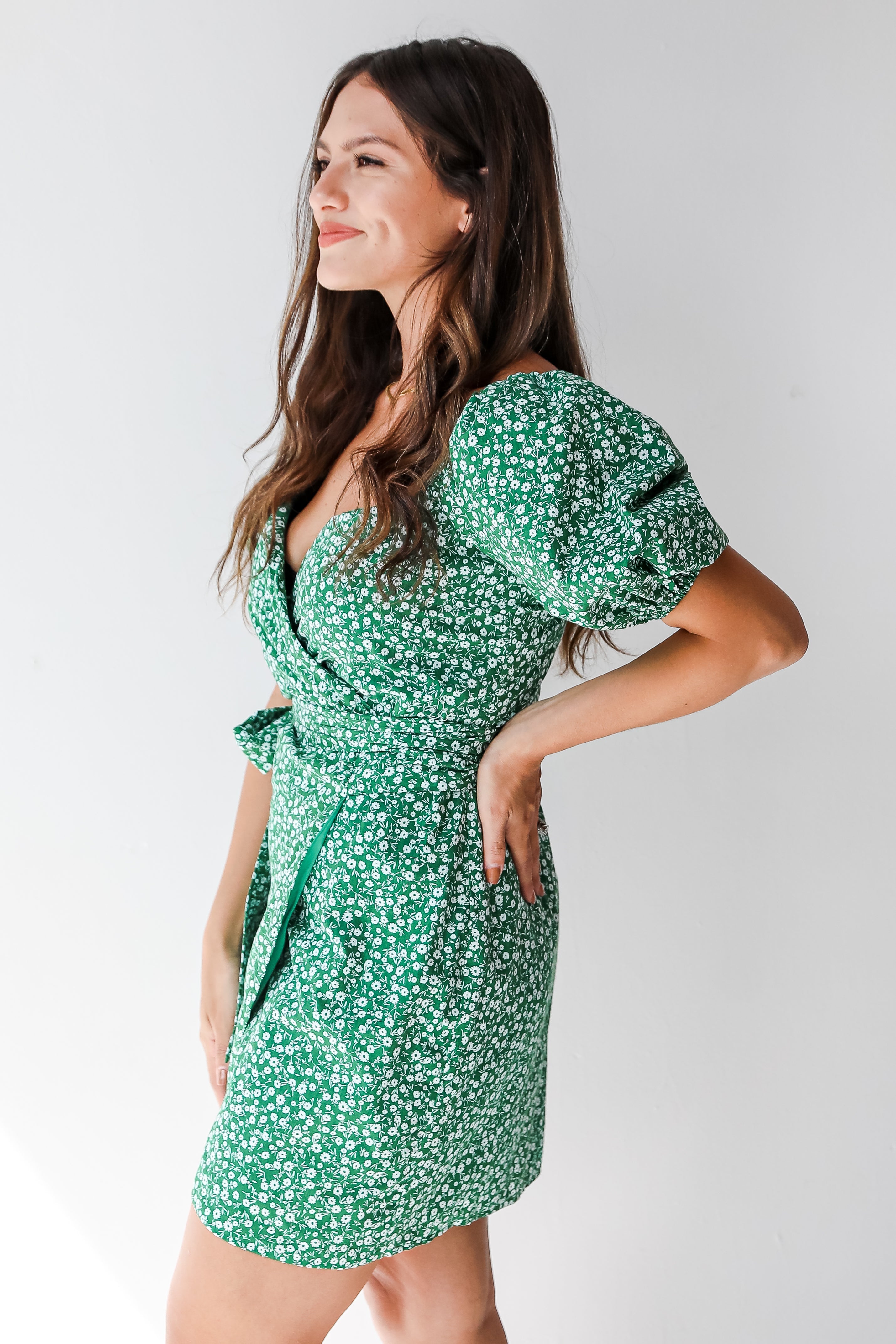 Always Growing Floral Wrap Mini Dress