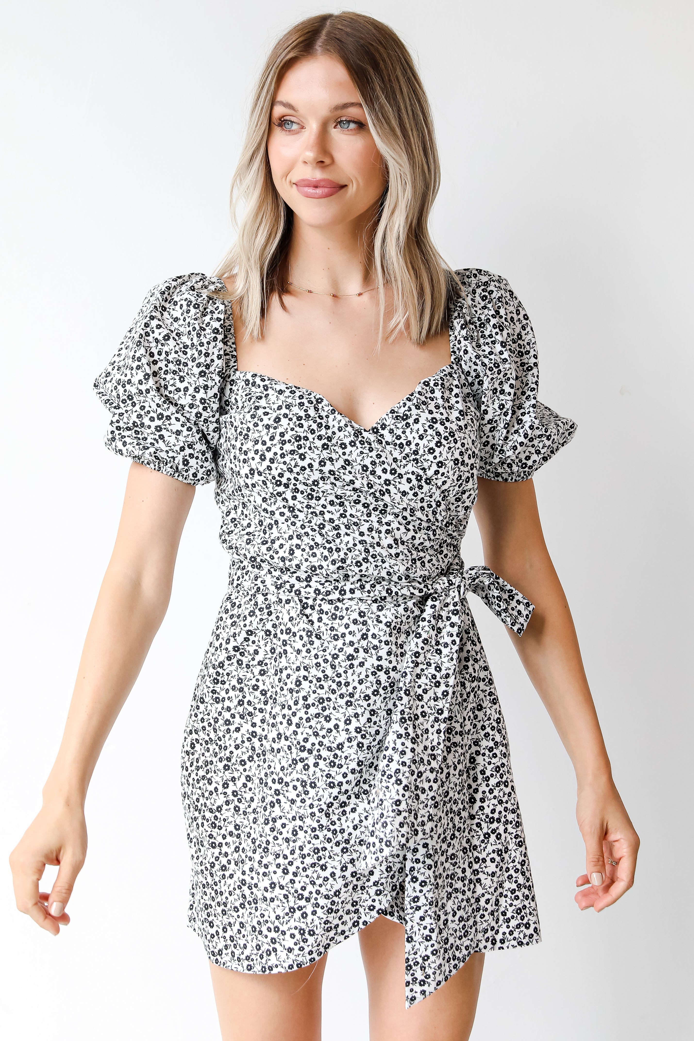 Always Growing Floral Wrap Mini Dress