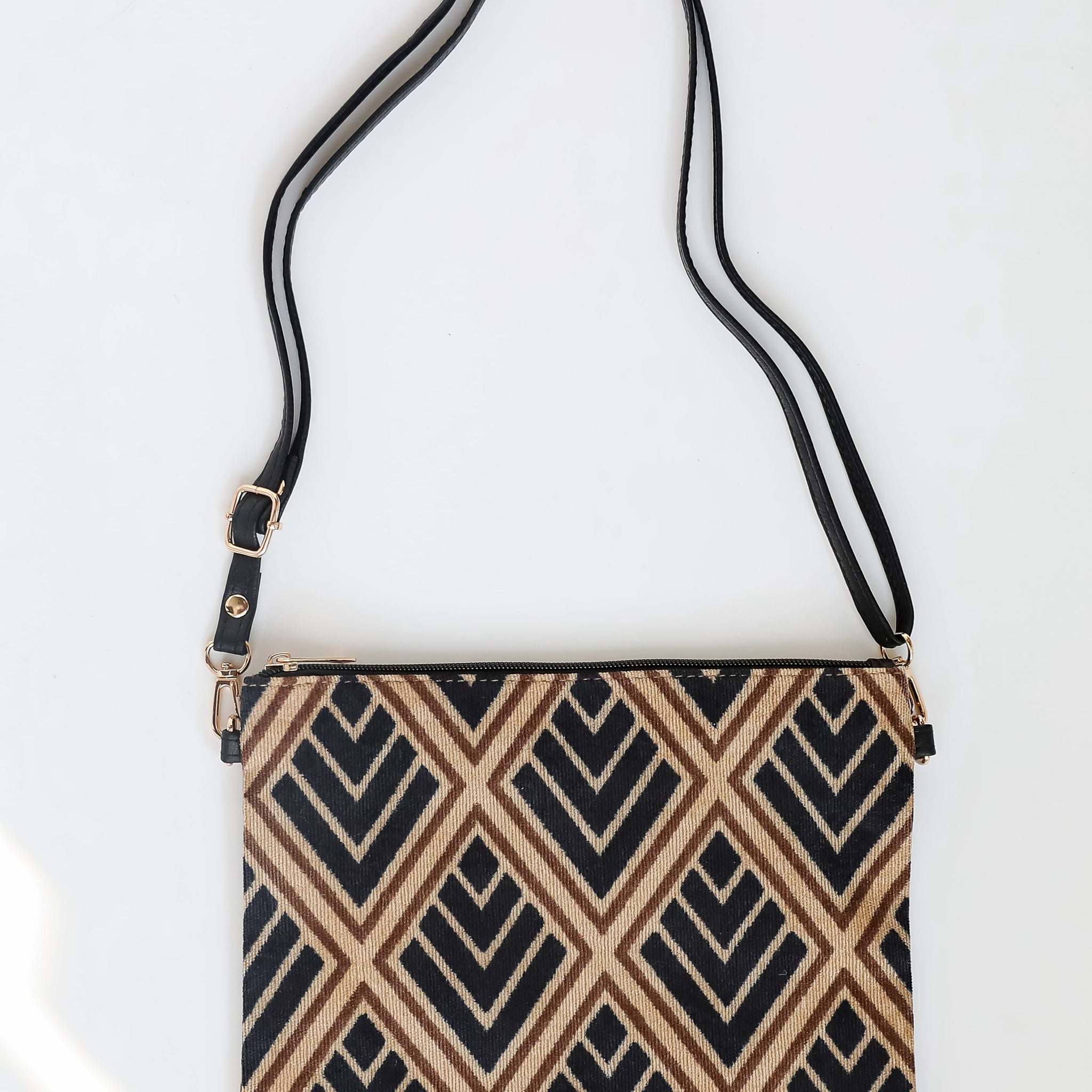 Bold Agenda Black Geometric Crossbody Bag