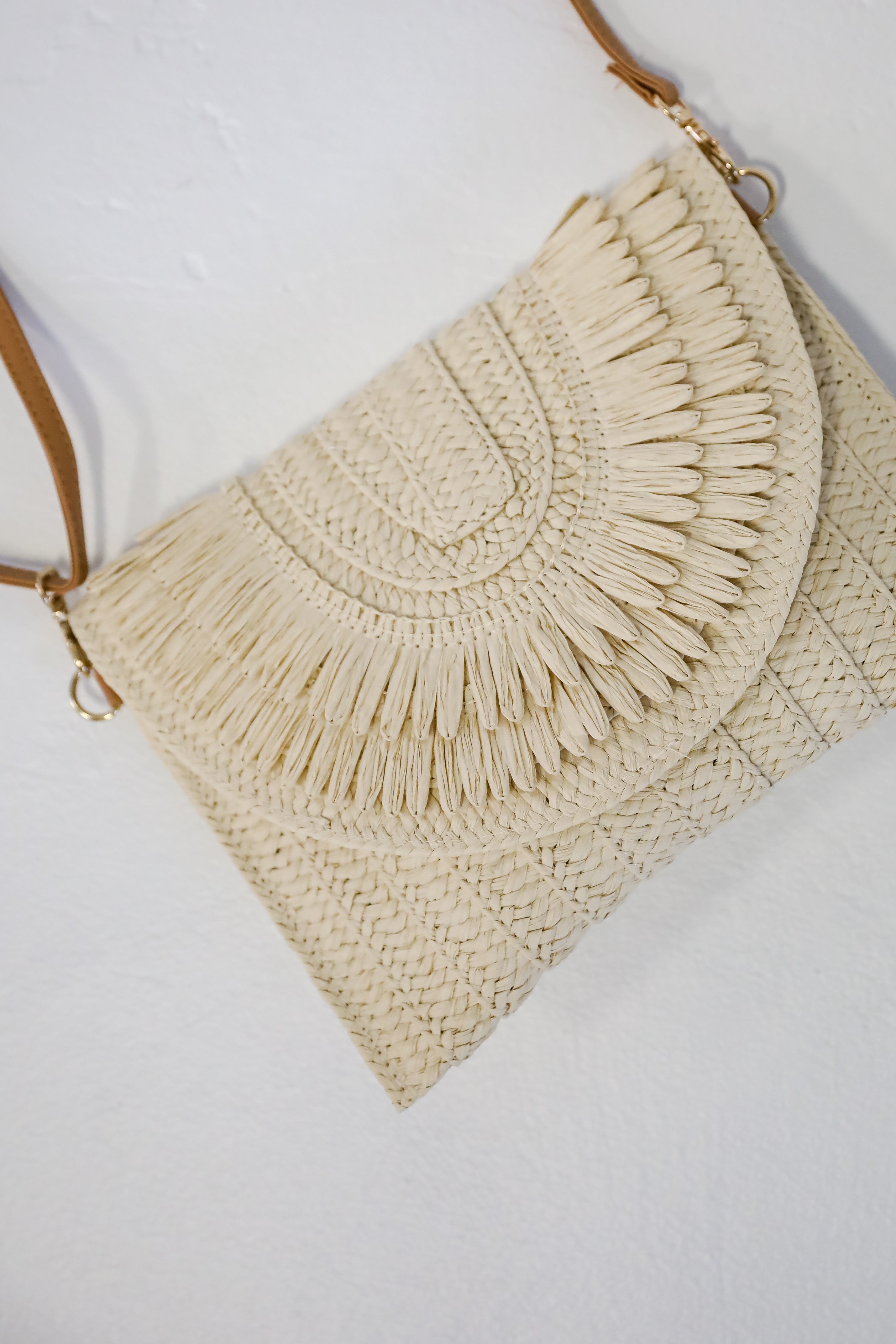Already There Ivory Straw Clutch