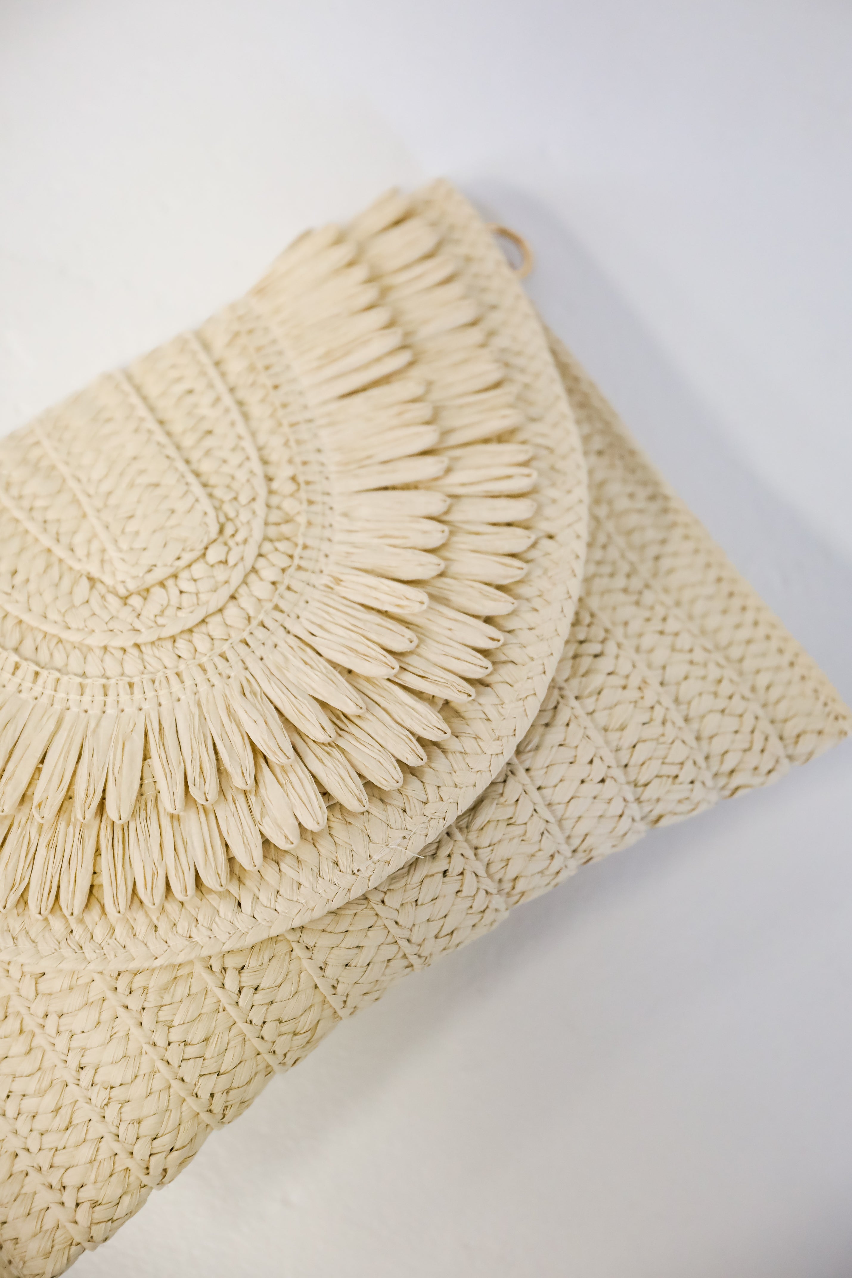 Already There Ivory Straw Clutch