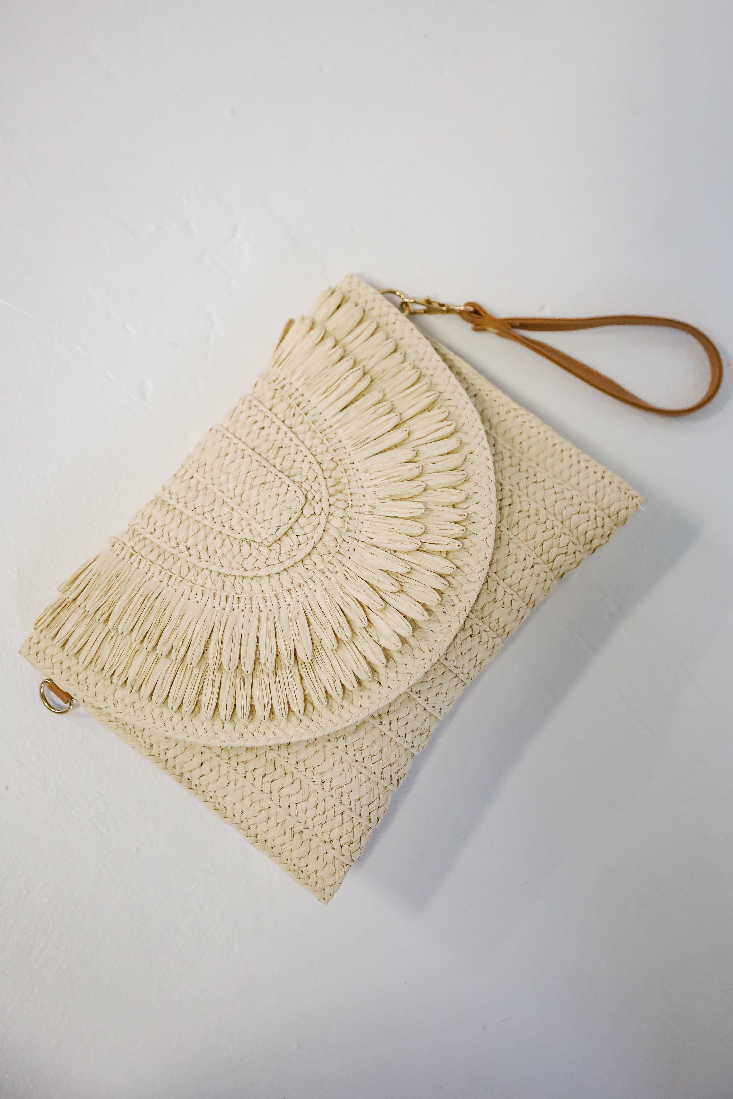 Already There Ivory Straw Clutch