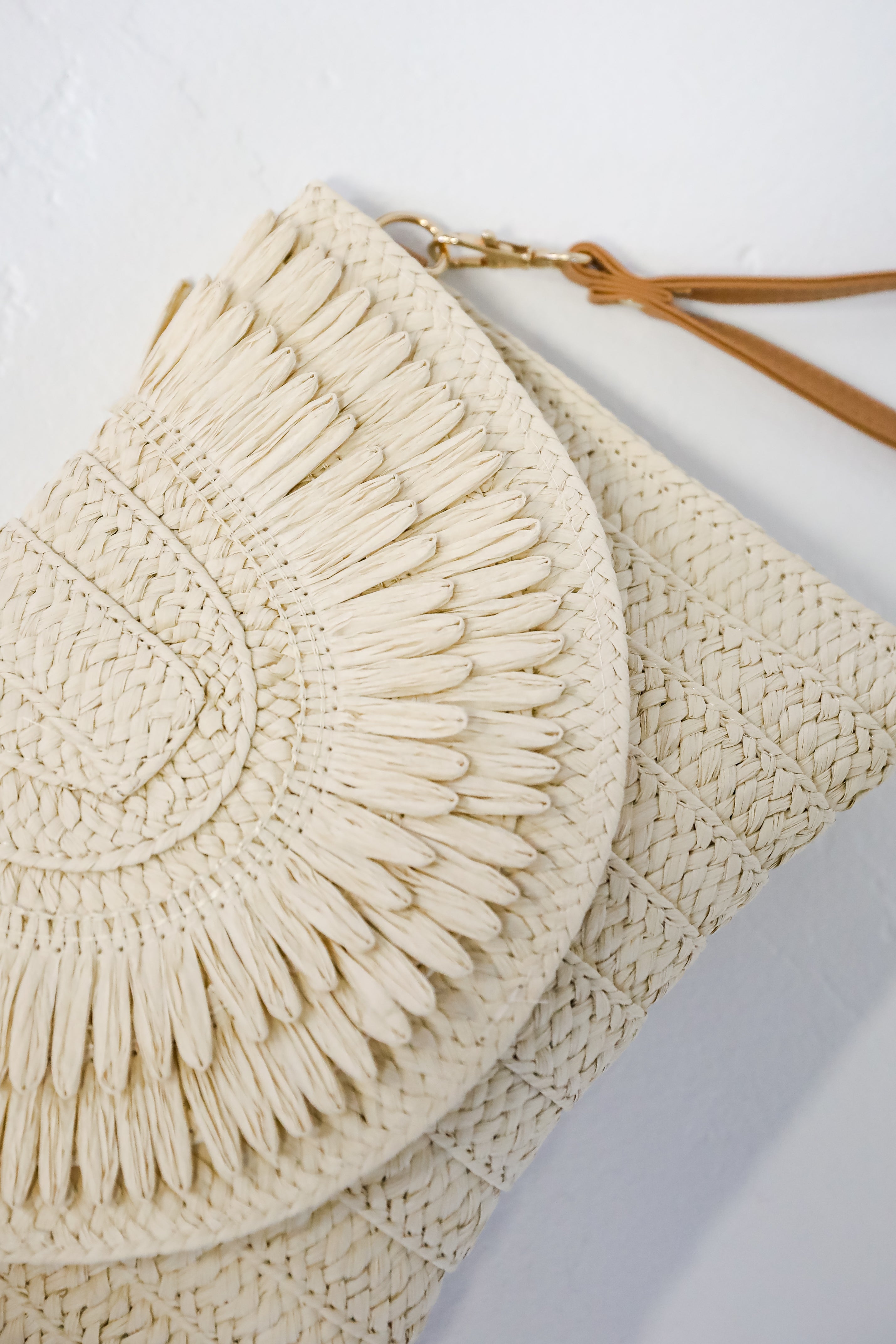 Already There Ivory Straw Clutch