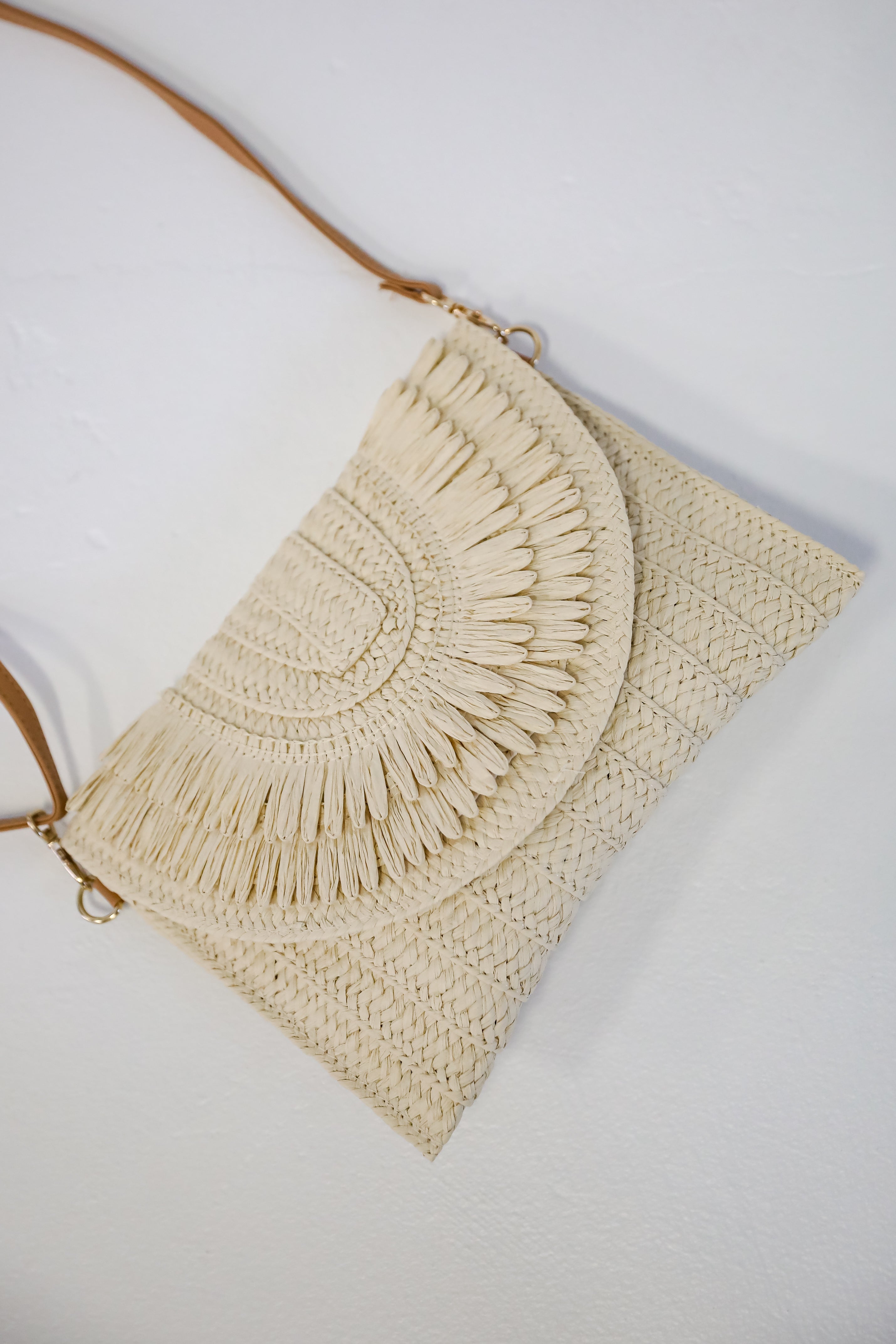 Already There Ivory Straw Clutch