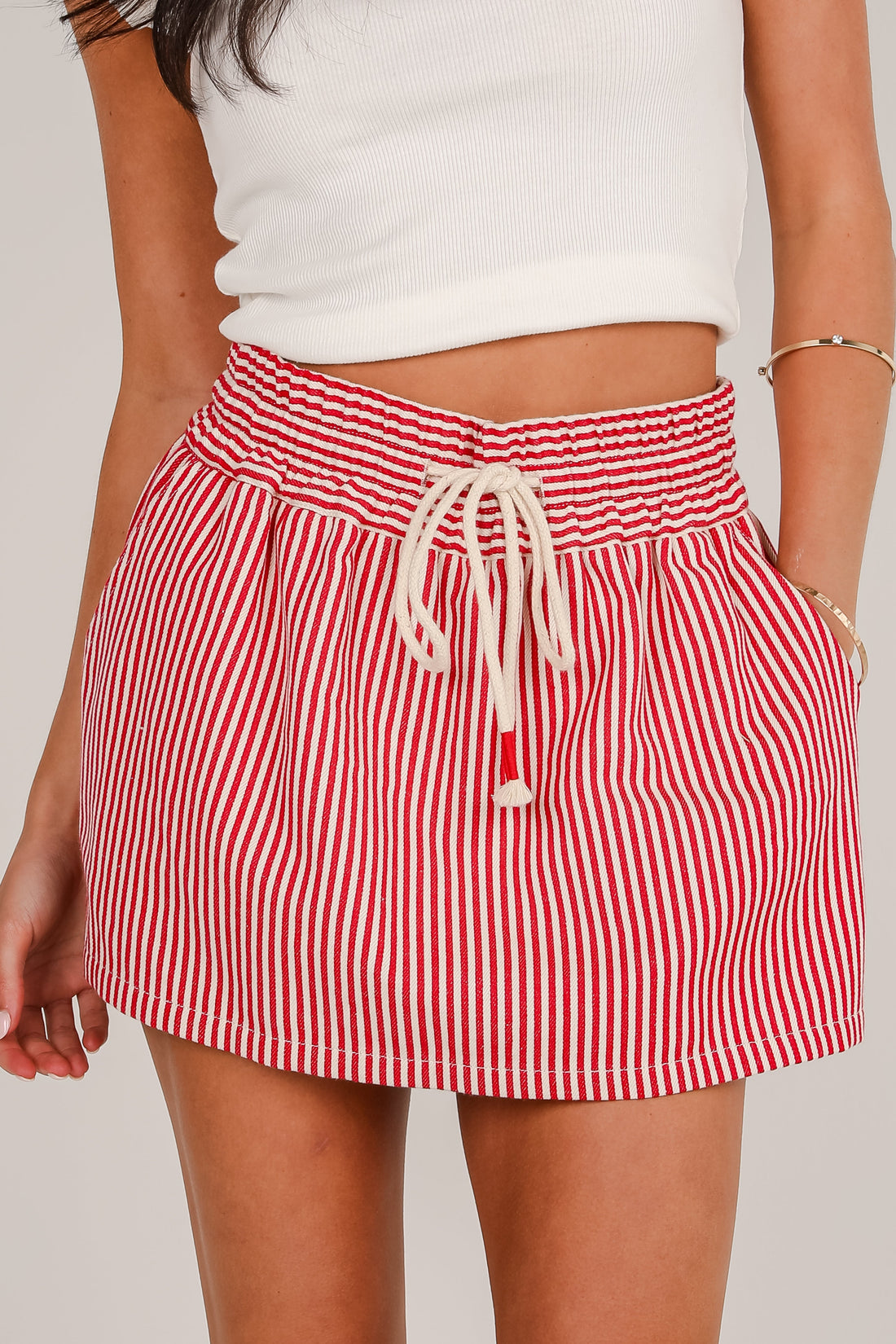 Born To Be Free Red Striped Skort